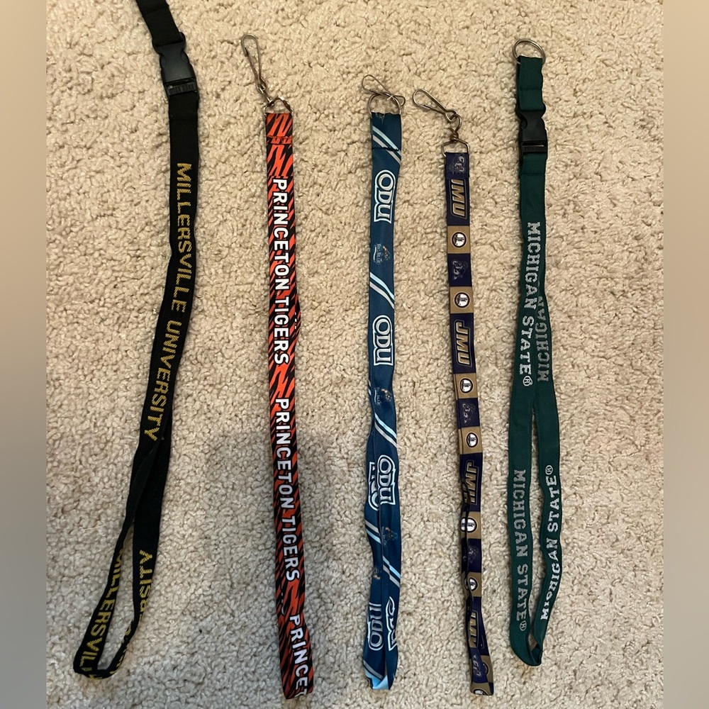 Millersville, Princeton,Old Dominion, James Madison, and Michigan State lanyards